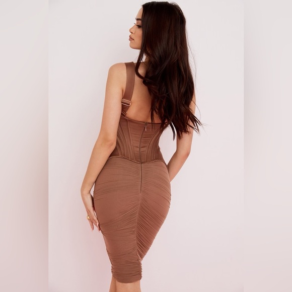 House of CB Talya Toffee Corset Midi Dress, XS - Picture 4 of 7
